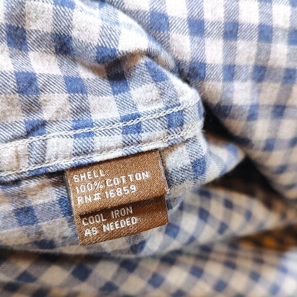 J.McLaughlin Modern Fit Gingham Check Button Down Shirt Blue Gray Mens Preppy XL - Picture 6 of 8